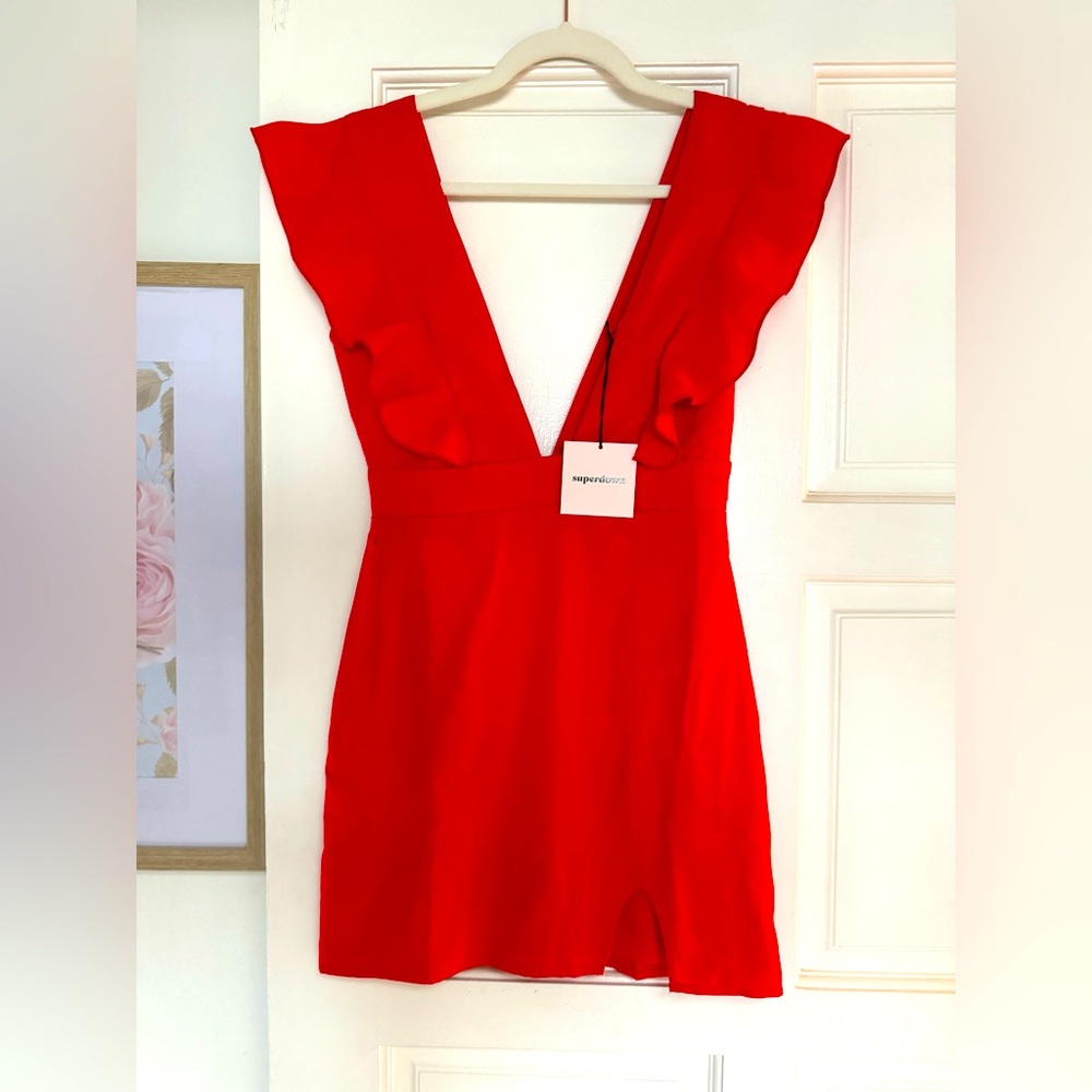 SUPER DOWN HARLOW MINI DRESS IN RED